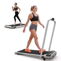 Tapis de course 3-EN-1 Okak sous le bureau avec télécommande et écran LED, tapis de course pliable avec inclinaison, tapis de marche avec barre de maintien