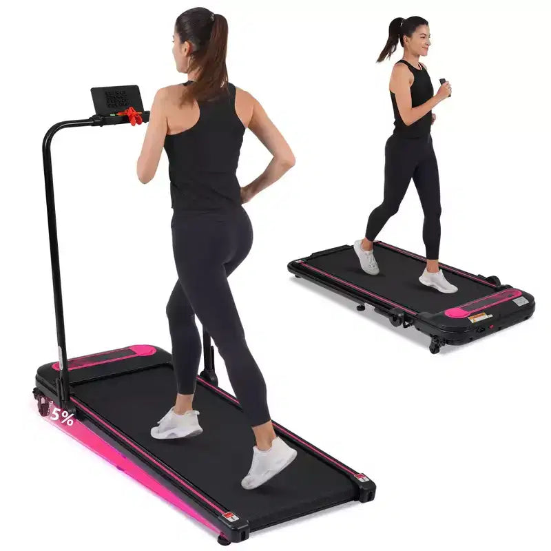 Tapis de course sous bureau Okak avec inclinaison et vitesse réglable, capacité de 136 kg, tapis de course 2,5 CV, pour la maison, le bureau, rose et noir