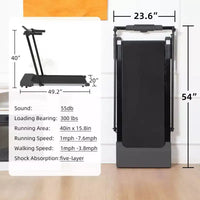 Tapis roulant pliable léger Okak avec bras, tapis roulant portable avec écran LED, tapis de marche pour la maison et le bureau