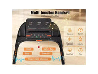 Tapis de course pliable silencieux Okak 2,5 CV avec capteur de fréquence cardiaque, tapis de marche avec 6 amortisseurs, tapis de course compact avec haut-parleur Bluetooth, noir