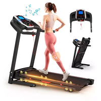 Okak Tapis de course pliant 3.5HP avec 12 programmes prédéfinis, tapis de course pliant avec inclinaison et application, tapis de course portable pour appartement, noir