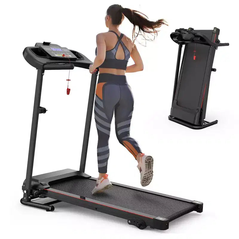 Tapis de course électrique Okak avec musique Bluetooth et porte-gobelet, tapis de course pliable avec inclinaison et capteur de fréquence cardiaque, tapis de course 2,5 CV pour la maison, noir