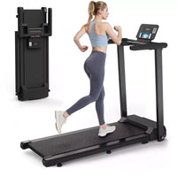 Tapis roulant pliable Okak avec poignées et moteur silencieux de 2,5 CV, tapis de course domestique avec capacité de poids de 136 kg, tapis de course portable, noir