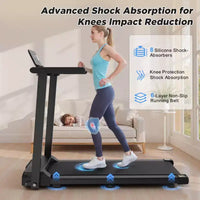Tapis roulant pliable Okak avec poignées et moteur silencieux de 2,5 CV, tapis de course domestique avec capacité de poids de 136 kg, tapis de course portable, noir