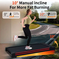 Tapis de marche sous bureau Okak avec 10 niveaux d'inclinaison, moteur 3CV avec écran LED, capacité de poids de 120kg, tapis de course portable pour la maison, noir+gris