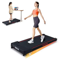 Tapis de course Okak Walking Pad avec 8 niveaux d'inclinaison, tapis de course sous le bureau avec télécommande et écran LED, tapis de course portable pour la maison, noir et gris