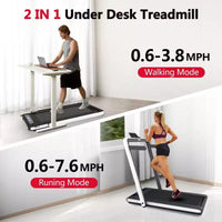 Tapis de course 2-EN-1 Okak sous le bureau avec télécommande, tapis de marche électrique pliable avec moteur 2,5 CV, tapis de course portable pour la maison, blanc