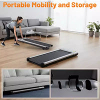 Tapis de marche Okak sous le bureau avec fonctionnement silencieux, tapis de marche sans barre de maintien, tapis de course à vitesse réglable pour la maison, le bureau, argent