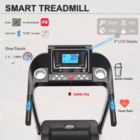 Tapis de course pliable Okak avec inclinaison et écran LCD 5 pouces, tapis de course portable avec musique Bluetooth, tapis de marche pour homme, femme, noir