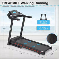 Tapis de course pliable Okak avec inclinaison et écran LCD 5 pouces, tapis de course portable avec musique Bluetooth, tapis de marche pour homme, femme, noir