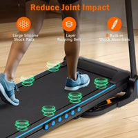 Tapis de course Okak 3.0 HP avec inclinaison et système hydraulique, tapis de course pliable automatiquement avec chargement USB et Type C, tapis de marche avec haut-parleur Bluetooth, noir