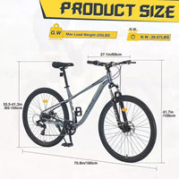 Vélo tout terrain 29 pouces, monovitesse / 8 vitesses, cadre en acier, fourche à suspension avant, vélo à frein à disque pour femmes hommes adultes, multicolore
