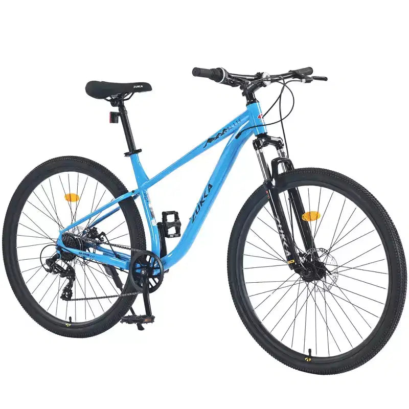 Vélo tout terrain 29 pouces, monovitesse / 8 vitesses, cadre en acier, fourche à suspension avant, vélo à frein à disque pour femmes hommes adultes, multicolore