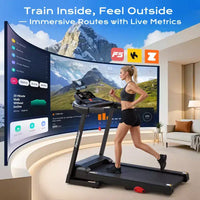 Tapis de course pliable pour la maison, Tapis de course 3,1 CV avec inclinaison de 12 %, Capacité de 159 kg, Machine de course fitness, 0,96-12 km/h,
