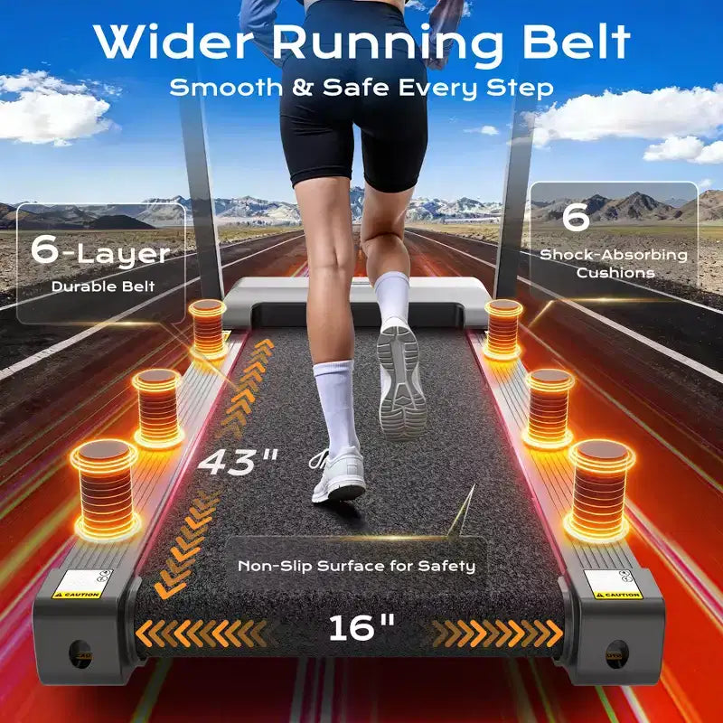 Tapis de course pliable pour la maison, Tapis de course 3,1 CV avec inclinaison de 12 %, Capacité de 159 kg, Machine de course fitness, 0,96-12 km/h,