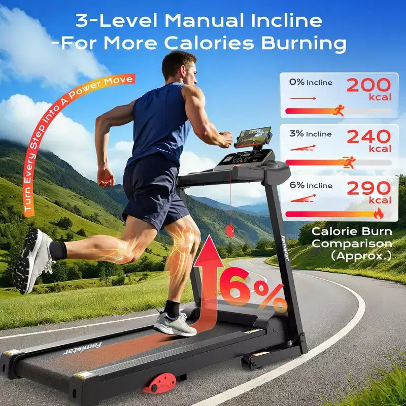 Tapis de course Capacité de 140 kg pour la maison, Tapis de course pliable de 3,1 CV, Tapis de course avec inclinaison de 8 %, 12 km/h, 71 programmes prédéfinis, Absorption des chocs, Contrôle par application