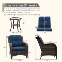 Ensemble de bistrot d'extérieur UPTIOT avec chaises ergonomiques en rotin PE et table d'appoint en verre trempé