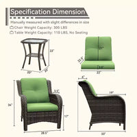 Ensemble de bistrot d'extérieur UPTIOT avec chaises ergonomiques en rotin PE et table d'appoint en verre trempé