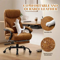 Chaise de bureau ergonomique, chaise de gaming en PU, hauteur réglable, inclinaison de 90 à 135 degrés, dossier, roulettes pivotantes à 360 degrés, capacité de 158 kg pour le bureau