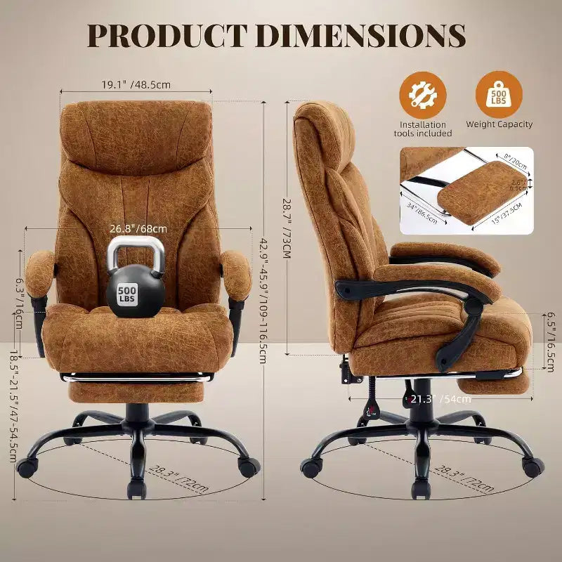 Chaise de bureau ergonomique, chaise de gaming en PU, hauteur réglable, inclinaison de 90 à 135 degrés, dossier, roulettes pivotantes à 360 degrés, capacité de 158 kg pour le bureau