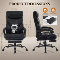 Chaise de bureau ergonomique, chaise de gaming en PU, hauteur réglable, inclinaison de 90 à 135 degrés, dossier, roulettes pivotantes à 360 degrés, capacité de 158 kg pour le bureau