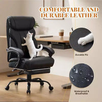 Chaise de bureau ergonomique, chaise de gaming en PU, hauteur réglable, inclinaison de 90 à 135 degrés, dossier, roulettes pivotantes à 360 degrés, capacité de 158 kg pour le bureau