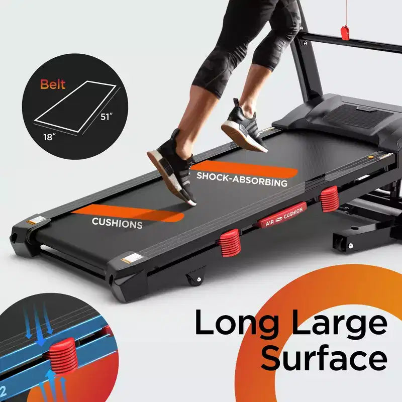 Tapis roulant domestique de 5,0 CV, capacité de 136 kg, pliable, avec inclinaison automatique de 2-0 %, course immersive avec application intelligente, plus de 64+7 programmes d'entraînement, tapis roulant de 19 km/h
