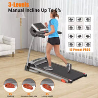 Tapis de course pliable facile pour la maison, machine de course, de jogging et de marche électrique de 2,5 CV avec support d'appareil et capteur de pouls, inclinaison réglable sur 3 niveaux