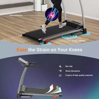 Tapis de course pliable facile pour la maison, machine de course, de jogging et de marche électrique de 2,5 CV avec support d'appareil et capteur de pouls, inclinaison réglable sur 3 niveaux