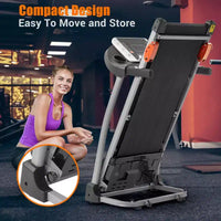 Tapis de course pliable facile pour la maison, machine de course, de jogging et de marche électrique de 2,5 CV avec support d'appareil et capteur de pouls, inclinaison réglable sur 3 niveaux