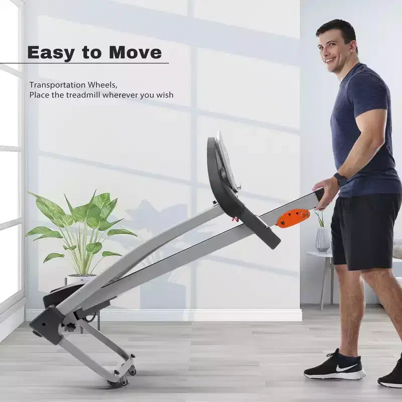 Tapis de course pliable facile pour la maison, machine de course, de jogging et de marche électrique de 2,5 CV avec support d'appareil et capteur de pouls, inclinaison réglable sur 3 niveaux