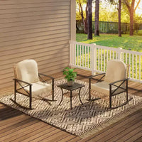 Ensemble bistro à bascule 3 pièces avec 2 chaises rembourrées et table basse, ensemble à bascule de terrasse pour porche, pelouse, piscine ou jardin