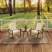 Ensemble bistro à bascule 3 pièces avec 2 chaises rembourrées et table basse, ensemble à bascule de terrasse pour porche, pelouse, piscine ou jardin