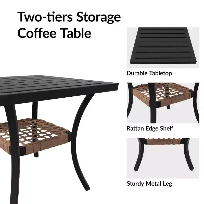 Ensemble de bistrot à bascule 3 pièces avec 2 chaises coussinées et table basse, ensemble de patio à bascule extérieur pour porche, pelouse, piscine ou jardin