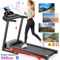 Tapis Roulant d'Appartement avec Inclinaison, Pliable Capacité 136 kg, 1-12 km/h, Contrôle APP, Amorti, 64+3+3+1 Programmes