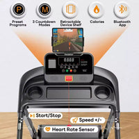Tapis Roulant Électrique 3.15 CV, Capacité 136 kg, Tapis de Course avec Inclinaison, Support pour Tablette, Contrôle par Application, Amorti des Chocs