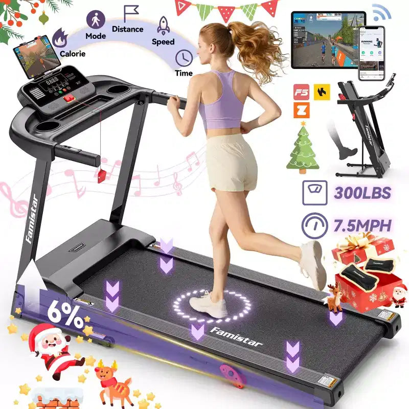 Tapis roulant en solde, Dégagement de tapis roulants, Tapis roulant électrique pliable pour la course et la marche, Tapis roulant portable pour un usage domestique, 12 km/h, Applications intelligentes
