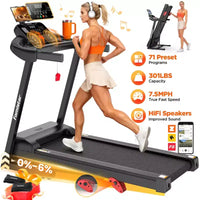 Tapis de course en solde, Tapis de course pliable en liquidation pour la maison avec inclinaison réglable, vitesse de 12 km/h, tapis de course pliable compact de 3,0 CV