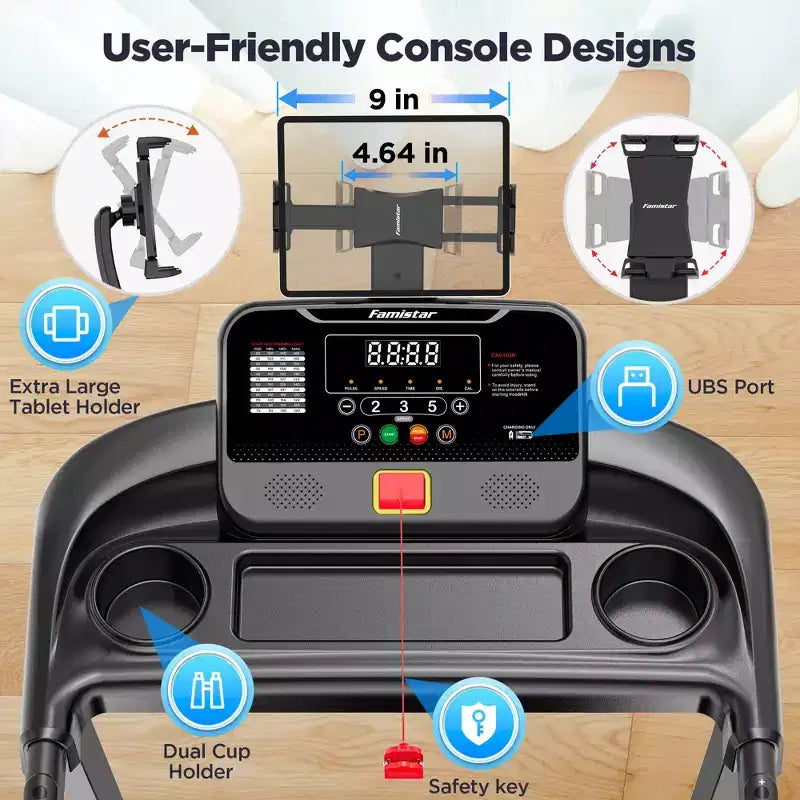 Tapis de course en solde, Tapis de course pliable en liquidation pour la maison avec inclinaison réglable, vitesse de 12 km/h, tapis de course pliable compact de 3,0 CV