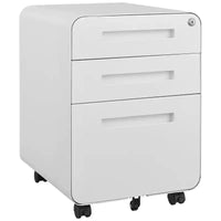 Classeur métallique sécurisé à 3 tiroirs avec serrure, livré entièrement assemblé, classeur mobile pour format A4/Lettre/Légal, à placer sous le bureau, 5 roulettes, mobile