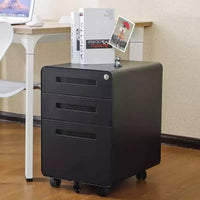 Classeur métallique sécurisé à 3 tiroirs avec serrure, livré entièrement assemblé, classeur mobile pour format A4/Lettre/Légal, à placer sous le bureau, 5 roulettes, mobile
