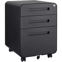 Secure 3-Drawer Metal File Cabinet with Lock  Fully Assembled Mobile Filing Cabinet for A4/Letter/Legal  Under Desk, 5 Wheels, Rolling