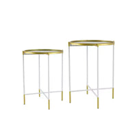 Lot de 2 tables d'appoint avec plateau miroir - Meuble d'appoint