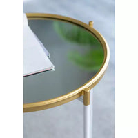 Lot de 2 tables d'appoint avec plateau miroir - Meuble d'appoint