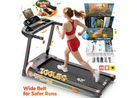 Tapis roulant 3,5 CV pour la maison, tapis de course pliable capacité 136 kg avec plus de 64+7 entraînements, application avec cours gratuits, deux haut-parleurs HiFi, tapis de course pour la marche et la course