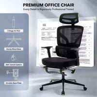Chaise de bureau ergonomique à dossier haut, chaise de jeu en maille respirante avec support lombaire réglable et accoudoirs 3D