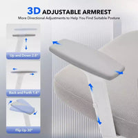 Chaise de bureau ergonomique à dossier haut, chaise de jeu en maille respirante avec support lombaire réglable et accoudoirs 3D