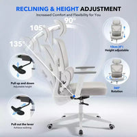 Chaise de bureau ergonomique à dossier haut, chaise de jeu en maille respirante avec support lombaire réglable et accoudoirs 3D