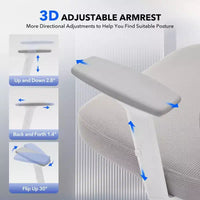 Chaise de bureau ergonomique à dossier haut, chaise de jeu en maille respirante avec support lombaire réglable et accoudoirs 3D