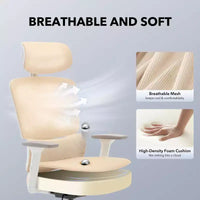 Chaise de bureau ergonomique à dossier haut, chaise de jeu en maille respirante avec support lombaire réglable et accoudoirs 3D